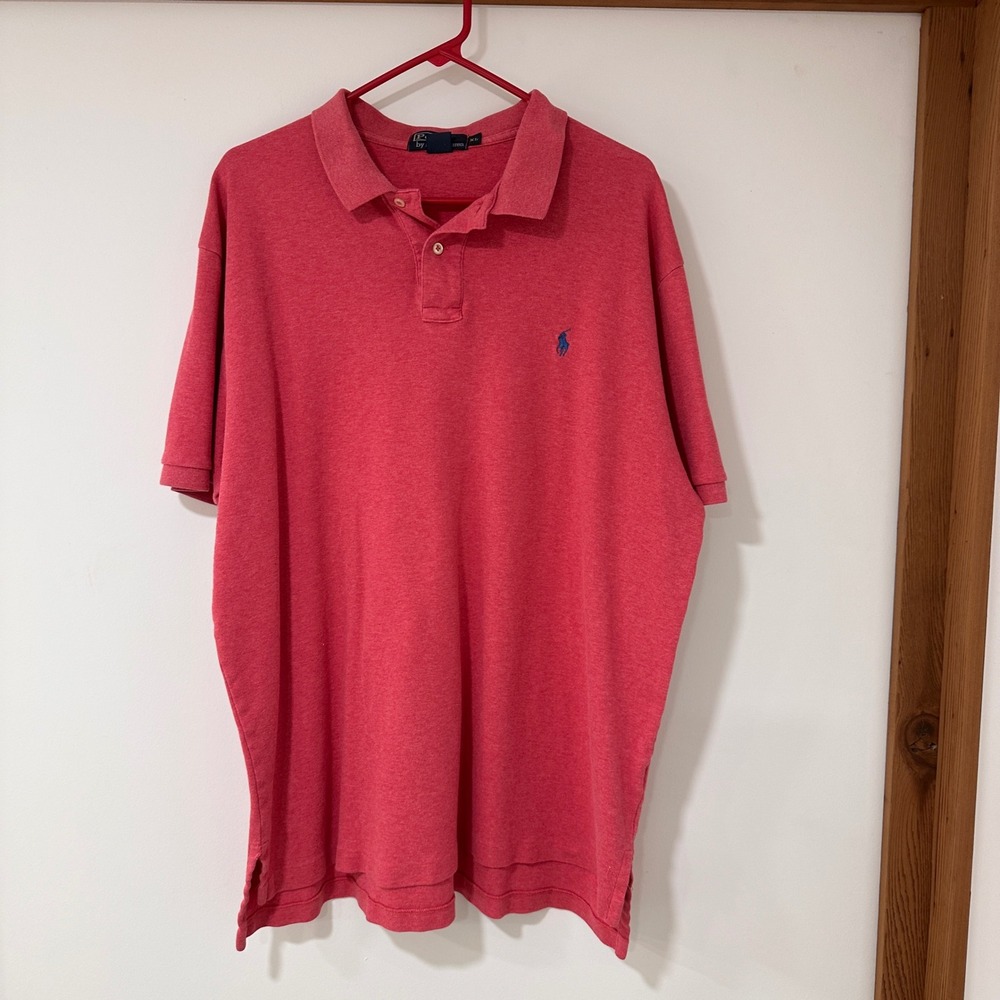 Polo Ralph Lauren Short Sleeve Polo Shirt Mens XL Red Heathered Pony Logo Preppy